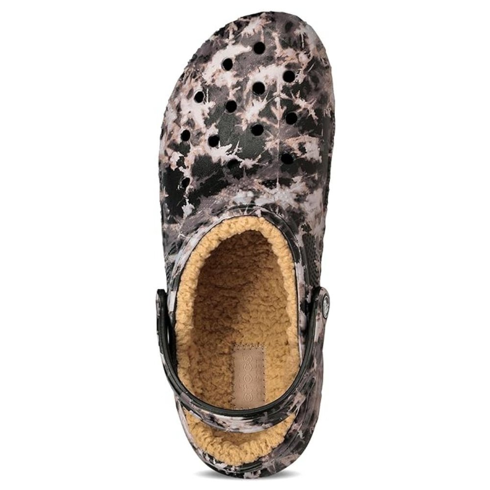 Crocs Clog Womens Size 6 Classic Lined Black Bleached Tie Dye Slip On Shoe NEW - Picture 2 of 5